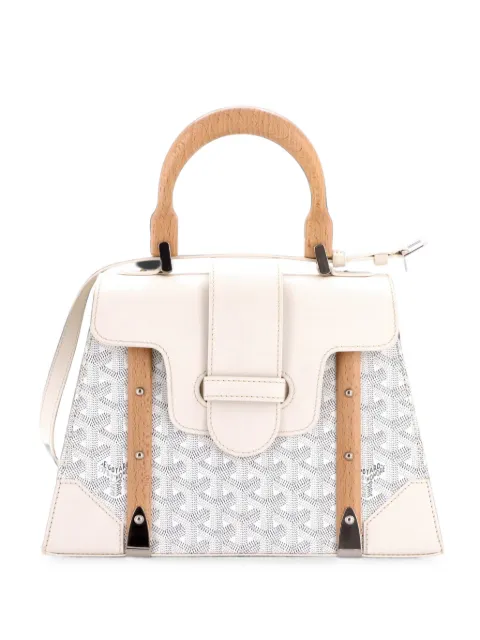 Goyard Pre-Owned Saigon Top Handle Bag Coated Canvas with Leather PM satchel White KH2W1F2I1D73N0LA