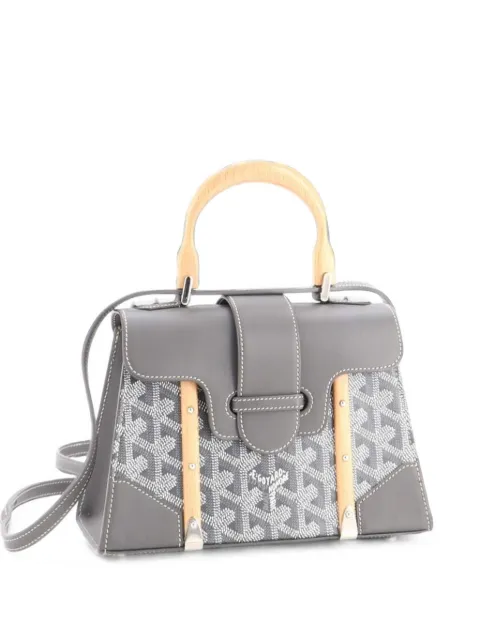Goyard Pre-Owned Structured Saigon Top Handle Bag Coated Canvas with Leather Mini satchel Grey CECEB0NUXAZHLN5K