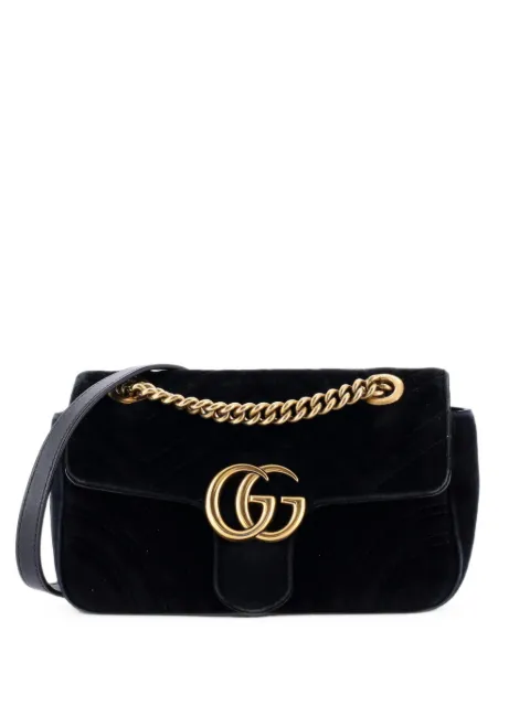 Gucci Pre-Owned GG Marmont Flap Bag Matelasse Velvet Mini shoulder bag Black 85R95X8TG0KQL7QH