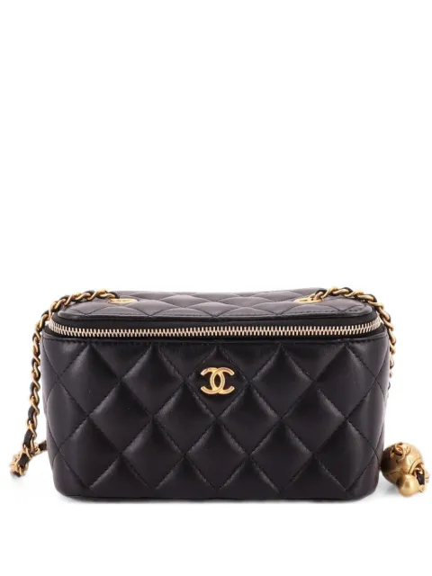 CHANEL Pre-Owned Pearl Crush Vanity Case with Chain Quilted Lambskin Small clutch bag Black 6VDYOT3FOXG1LA3L