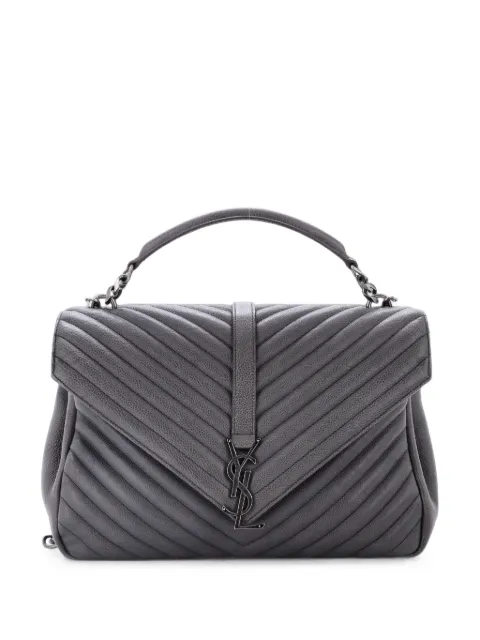 Saint Laurent Pre-Owned Classic Monogram College Bag Matelasse Chevron Leather Large shoulder bag Grey 59AGVGVPXPRQETBU