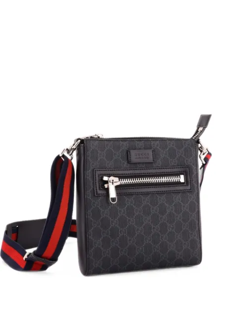 Gucci Pre-Owned Web Strap Front Zip Messenger Bag GG Coated Canvas Small crossbody bag Black 3WKJN0GCSM6ORJJL