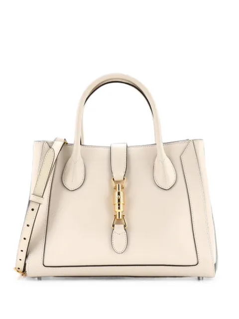 Gucci Pre-Owned Jackie 1961 Web Leather Medium tote bag White 5NO7Z27GTO4NB8IT