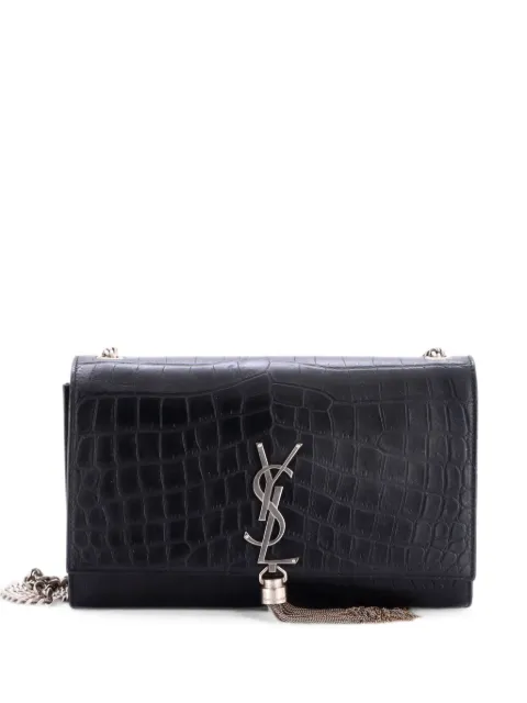 Saint Laurent Pre-Owned Classic Monogram Tassel Crocodile Embossed Leather Medium crossbody bag Black 5NTBFZGNVU0NU06W