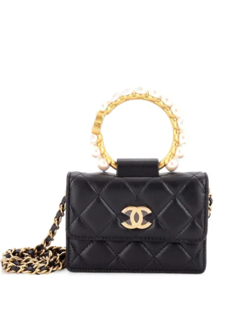 CHANEL Pre-Owned Pearl Crown with Chain Quilted Lambskin clutch bag Black 5ODCYKMF25ES7DQD