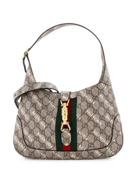 Gucci Pre-Owned x Balenciaga The Hacker Project Jackie 1961 GG Coated Canvas Small hobo bag Brown 4WT181H0MCW6LYBB