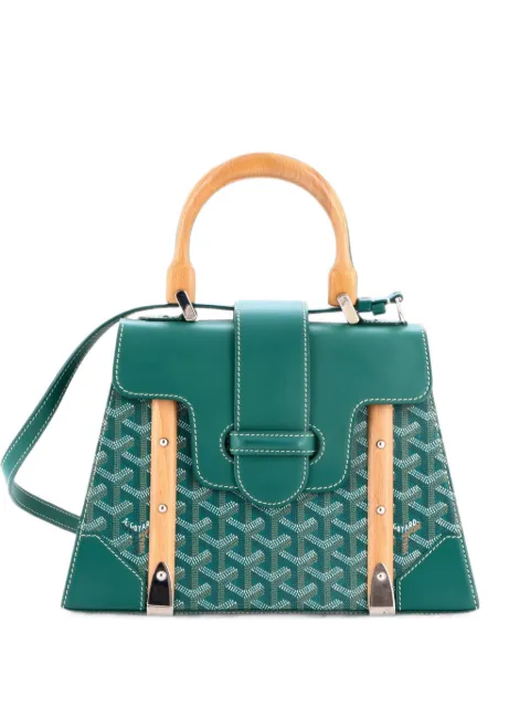 Goyard Pre-Owned Saigon Top Handle Bag Coated Canvas with Leather PM satchel Green 06SA5U4BEQAT6ET6