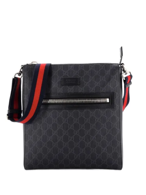 Gucci Pre-Owned Web Strap Front Zip Messenger Bag GG Coated Canvas Medium crossbody bag Black 09L51QMPIZUMYPJD