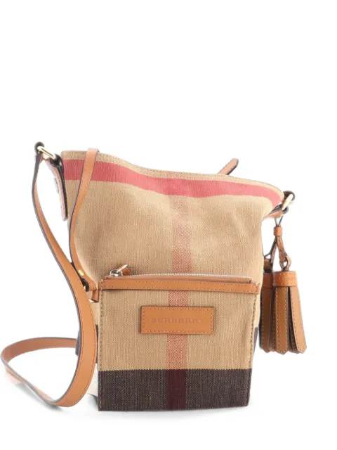 Burberry Pre-Owned Ashby Bag House Check Canvas Medium bucket bag Brown 27SNIK4PO7QL8DSL