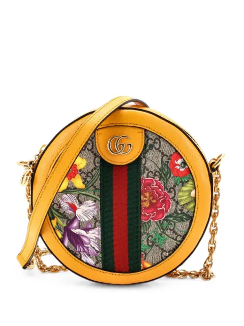Gucci Pre-Owned Ophidia Round Shoulder Bag Flora GG Coated Canvas Mini crossbody bag Brown 0Q7MXT3JB1B5RSE8