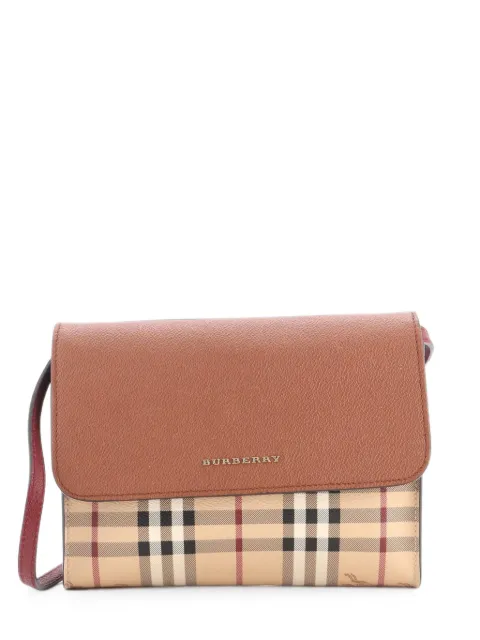Burberry Pre-Owned Loxley Haymarket Coated Canvas and Leather Small crossbody bag Brown 036RVSJKM95E6PCA