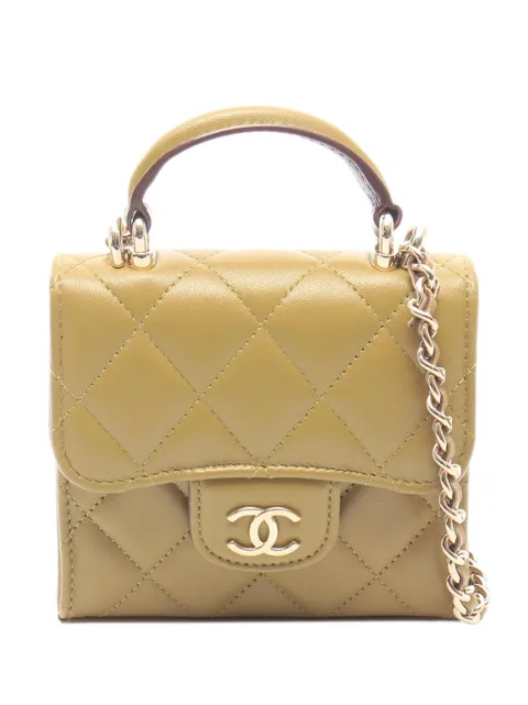 CHANEL Pre-Owned 2021-2026 Mini CC Quilted Lambskin Top Handle Clutch with Chain satchel Yellow BB1FFH0ZX6E8W6JX