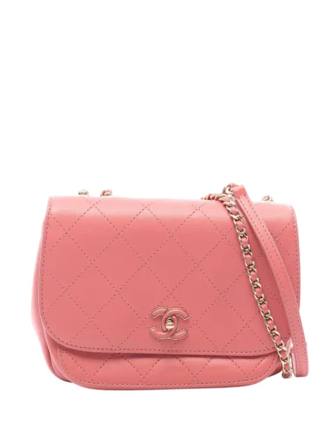 CHANEL Pre-Owned 2019 Small Stitched Calfskin Covered CC Flap crossbody bag Pink 6NZ6806SQQ7OKFFV