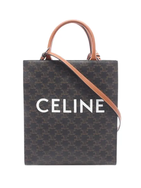 Celine Pre-Owned 2000-2026 Small Triomphe Coated Canvas Vertical Cabas Tote satchel Brown KRJRWHFJQ0OSQ5MZ