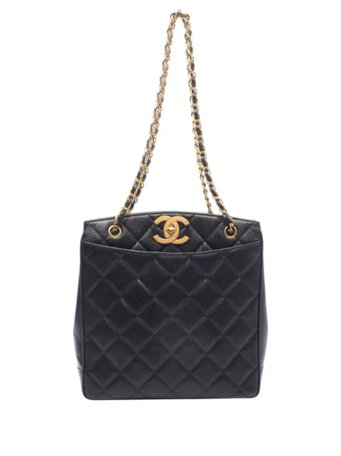 CHANEL Pre-Owned 1994-1996 Caviar CC Turnlock Timeless tote bag Black XS1MN0GURG90VLJ7