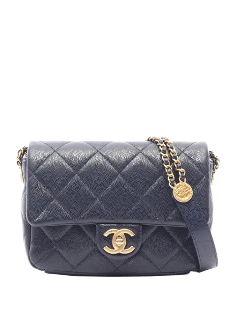 CHANEL Pre-Owned 2021-2026 Mini Quilted Caviar CC Coin Flap shoulder bag Blue UOV96I65W9JUWI5F