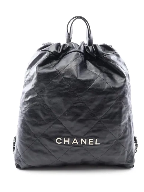 CHANEL Pre-Owned 2021-2026 Large Quilted Shiny Calfskin 22 backpack Black 79UGLCV95RO6PDUV