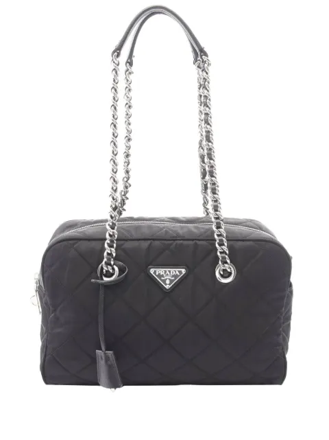 Prada Pre-Owned 2013-2026 Impuntu Tessuto Chain shoulder bag Black 95KVUZA6U1NTA5O0