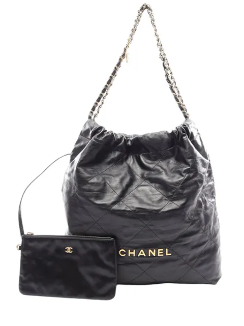 CHANEL Pre-Owned 2021-2026 Large Shiny Calfskin 22 hobo bag Black 7A69AUOUKDV2P01H