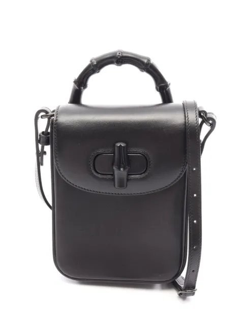 Gucci Pre-Owned 2016-2026 Mini Calfskin Bamboo Top Handle Bag satchel Black TI5L2BPQ8WETC8HS