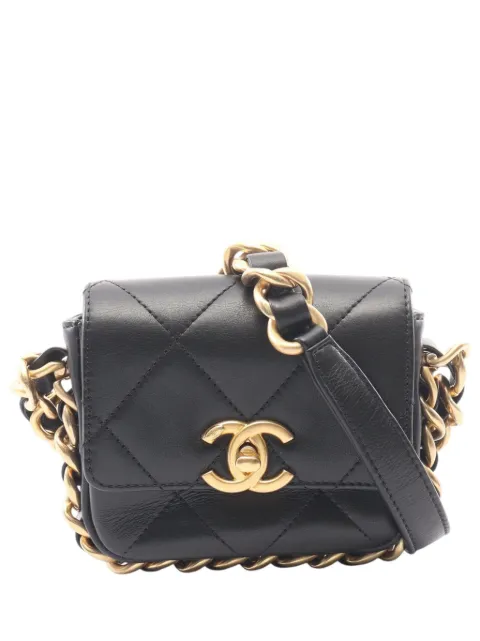 CHANEL Pre-Owned 2021-2026 Mini Quilted Calfskin Framing Chain Flap crossbody bag Black CI8NMY6CDR9GH0UM