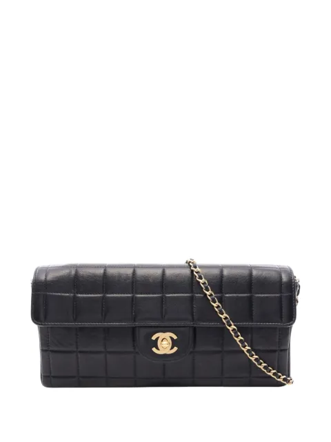 CHANEL Pre-Owned 2000-2002 CC Choco Bar Lambskin Turnlock East West Flap shoulder bag Black KI7985CFFYQ1VLSE