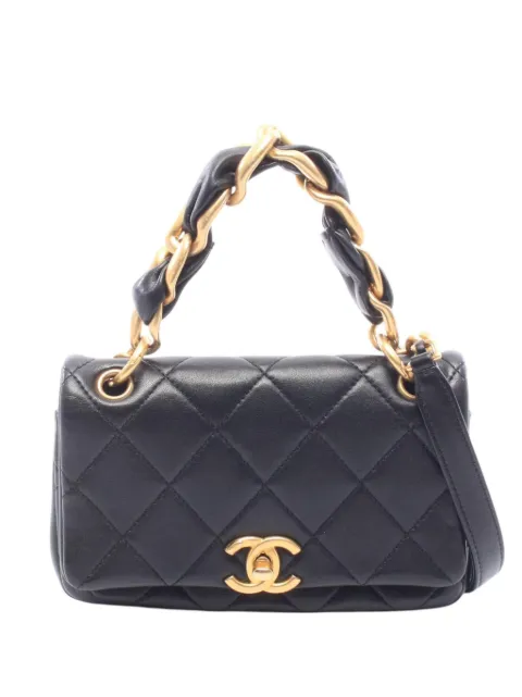 CHANEL Pre-Owned 2021 Small Quilted Lambskin Chain is More Flap satchel Black KZGKZZMF89U022WK
