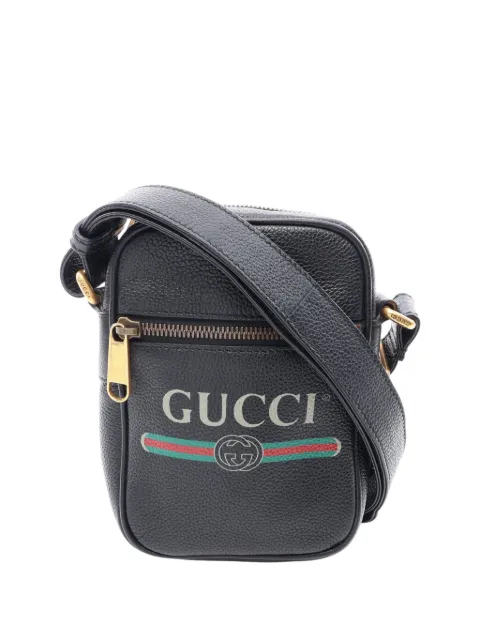 Gucci Pre-Owned 2000-2015 Mini Grained Calfskin Logo crossbody bag Black DW16DITQSJPDP2WV