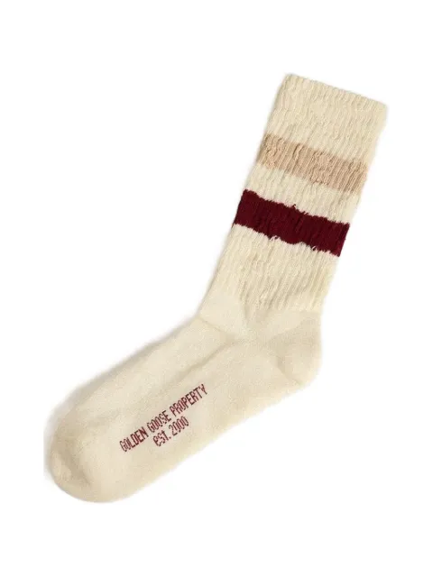 Golden Goose Star vintage ribbed striped socks White GUP00883P000488