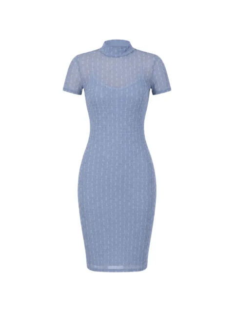 HUGO geometric-mesh high-neck mini dress Blue 50520114