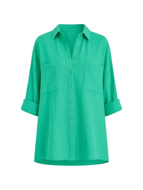 Seafolly Breeze crinkled-finish cover-up shirt Green 55428TO
