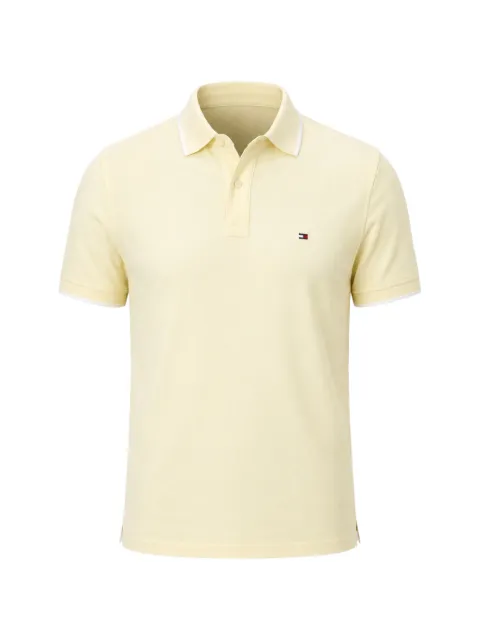 Tommy Hilfiger logo-embroidered tipped polo shirt Yellow MW0MW33140