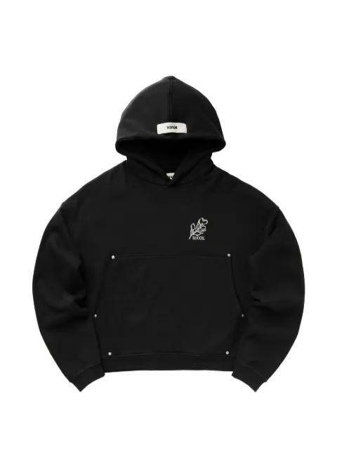 ROUGH. stud-embellished logo-embroidered hoodie Black SS24RGH022
