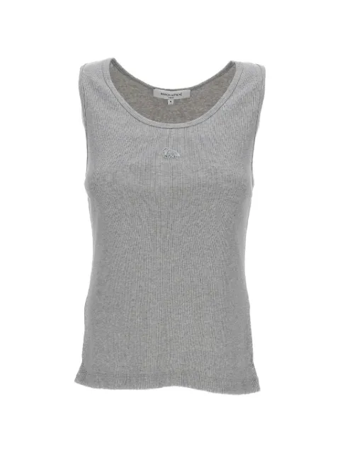 Maison Kitsuné ribbed-knit logo-patch top Grey MW00121KA0033H120