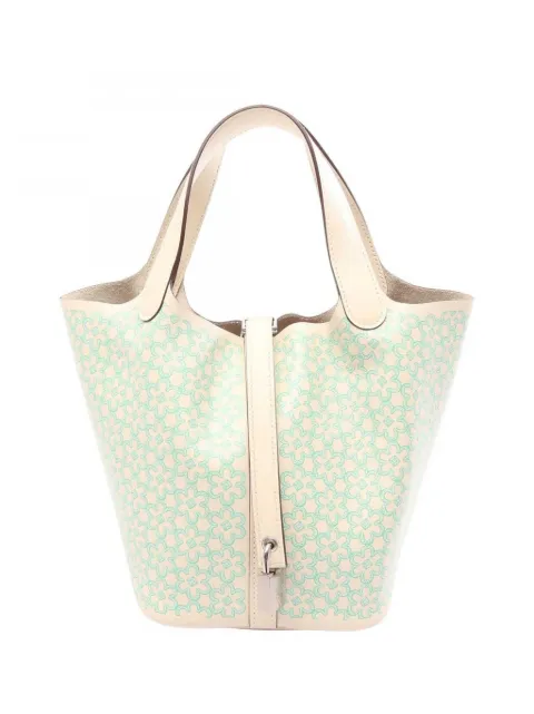 Hermès Pre-Owned 2022 Swift Lucky Daisy Picotin Lock 18 handbag White DVF9592O7NHPK9UW