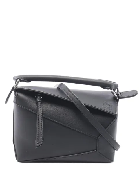 Loewe Pre-Owned 2010-2026 Mini Calfskin Puzzle Edge satchel Black QZZJMZE160M35XYY