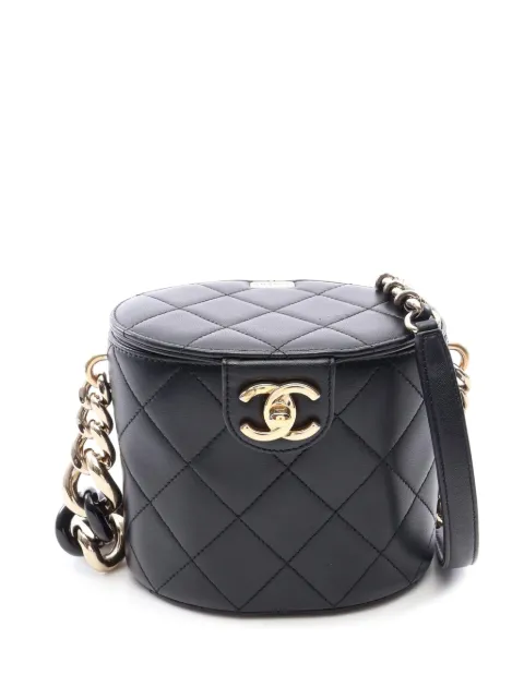CHANEL Pre-Owned 2019 Mini Quilted Lambskin Elegant Chain Vanity Case crossbody bag Black JIZV48140548537X