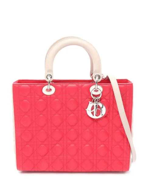 Christian Dior Pre-Owned 2000-2026 Large Bicolor Lambskin Cannage Lady Dior satchel Red DNT62CNZ6NK3RAT4