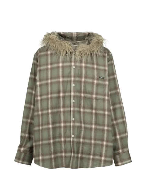KAMIYA faux-fur hooded overshirt Green G17SH051GRN