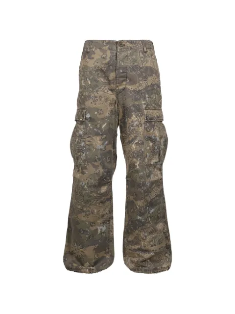 KAMIYA paisley camo-print cargo pants Green G17PT032KHA