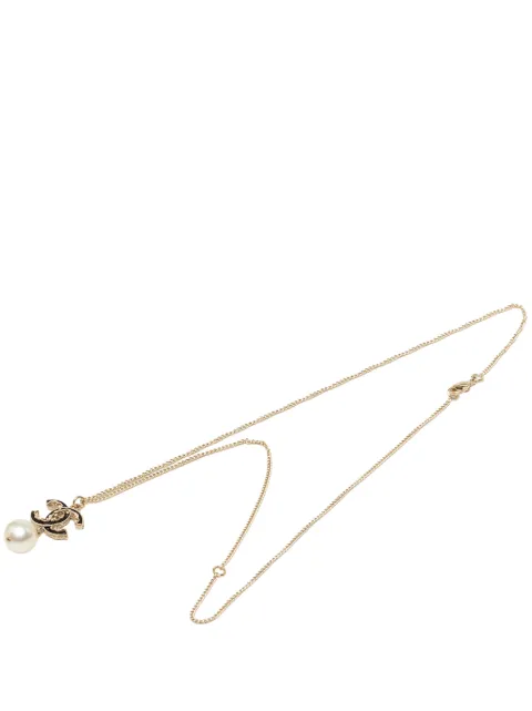 CHANEL Pre-Owned 2014 Gold Plated CC Faux Pearl Baroque Pendant Necklace costume necklace Gold EXDGT3BSYMBHV855