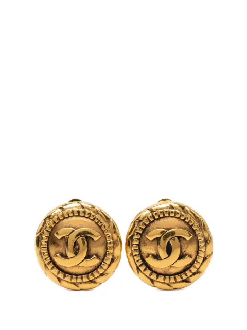 CHANEL Pre-Owned 1970-1980 CC Gold Plated Round Clip On Earrings costume earrings Gold KHSO6DKYI9ZZOHO0