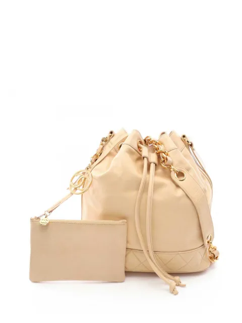 CHANEL Pre-Owned 1989-1991 CC Lambskin bucket bag Neutrals NT372U5ZL4DMM7BO