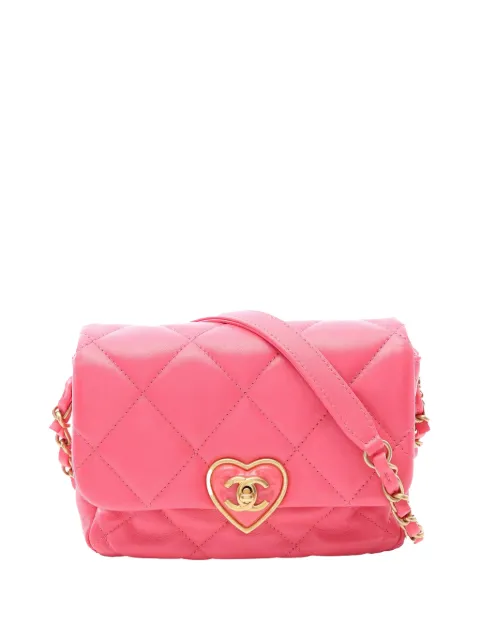 CHANEL Pre-Owned 2021-2026 Mini Quilted Lambskin Acrylic Coco Love Flap crossbody bag Pink 47Z01GGMFNN168WG