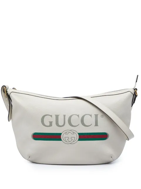 Gucci Pre-Owned 2016-2026 Grained Calfskin Logo Half Moon crossbody bag White N2JXU7HIMIT26O1Z