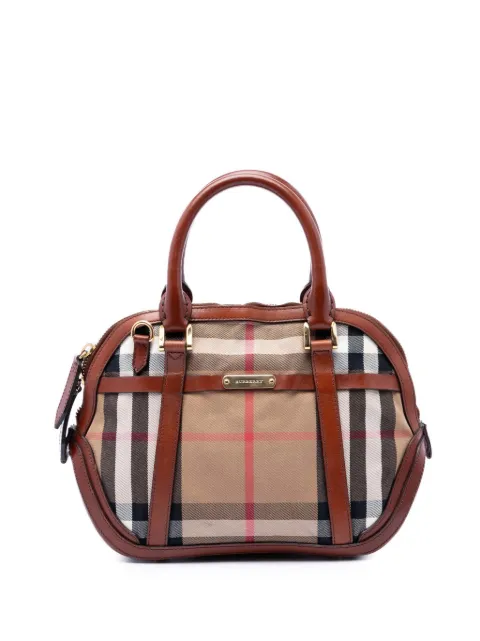 Burberry Pre-Owned 2000-2017 Small Leather Trimmed House Check Canvas Bridle Orchard satchel Brown CU12H0A07JSDU575