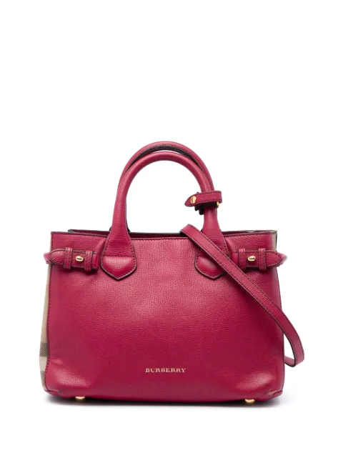 Burberry Pre-Owned 2000-2017 Small Grainy Calfskin and House Check Banner satchel Red 1523LW0WCHI7HB2R