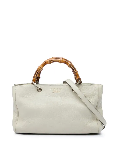 Gucci Pre-Owned 2016-2026 Medium Calfskin Bamboo Shopper satchel White SXKZA8VDMRFURASJ