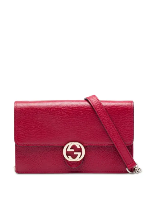 Gucci Pre-Owned 2000-2015 Dollar Calfskin Interlocking G Wallet on Chain crossbody bag Red G8COCX63XJQZ7VZ1