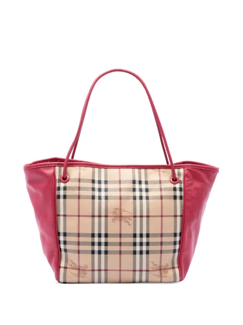 Burberry Pre-Owned 2000-2017 Small Haymarket Check Coated Canvas and Calfskin Canterbury tote bag Red LHO284NKYZCVHKXH
